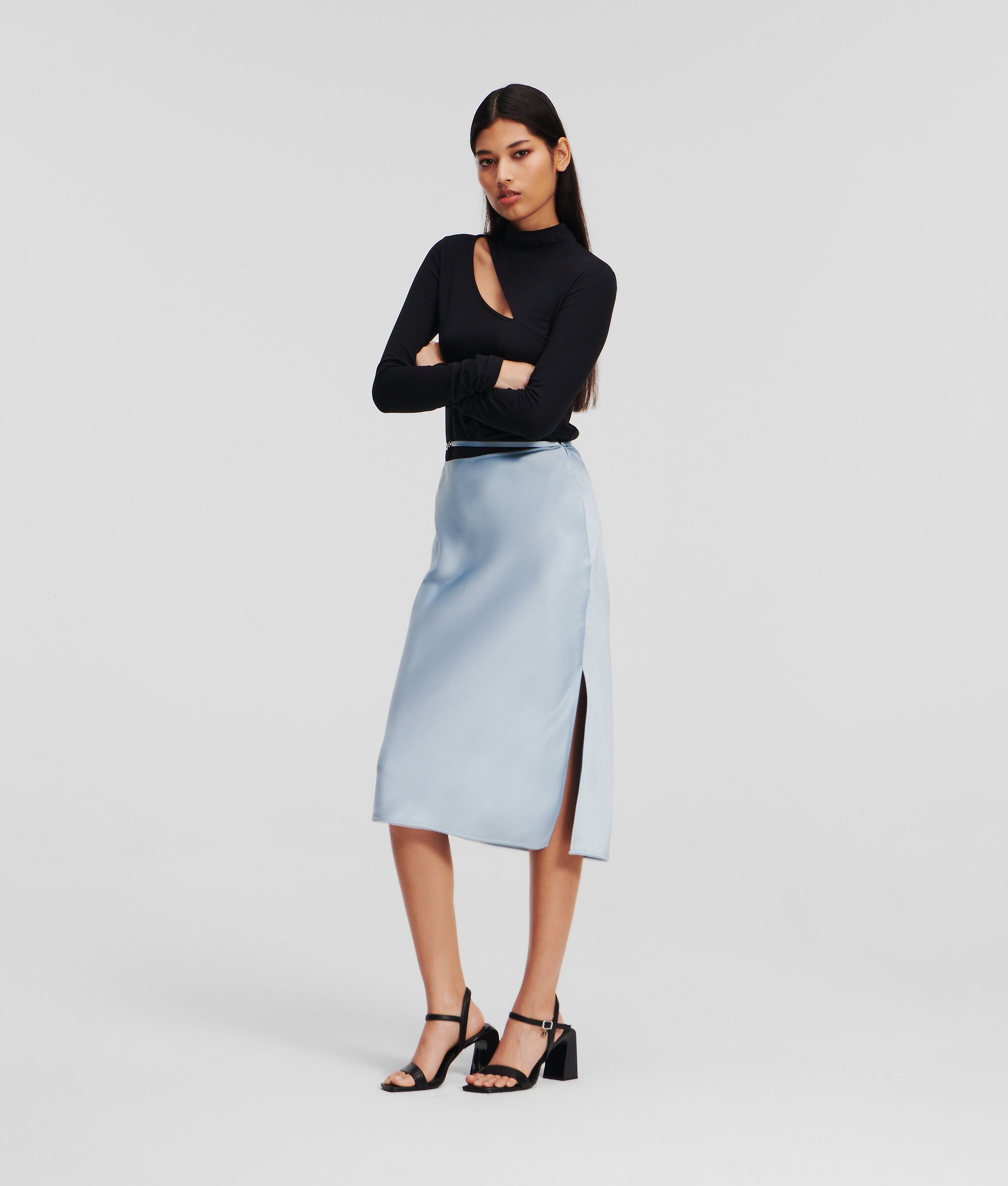 (image for) Elegant Karl Signature Satin Midi Skirt